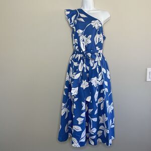 J. Crew Factory Blue and White Floral Midi Dress